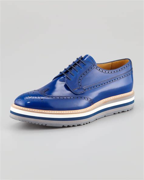 prada blue and green wing tips